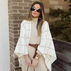Abercrombie & Fitch Plaid Poncho Cardigan O/S